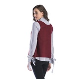 custom high quality wholesale women cashmere cotton angora long cardigan v neck knit vest sleeveless
