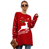 OEM/ODM Women Long Sleeve Christmas Sweater 0- neck Knitted animal pattern Pullover christmas knit j